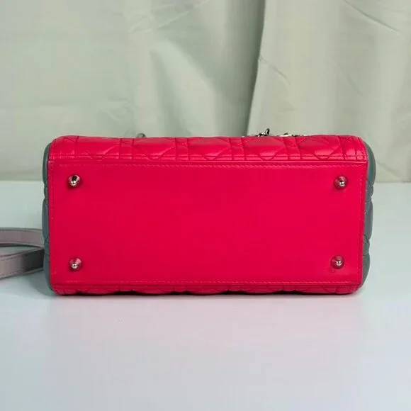 Dior Tri color Medium Lady Dior Shoulder Bag with Pink Quilted Design - Picture 5 of 9